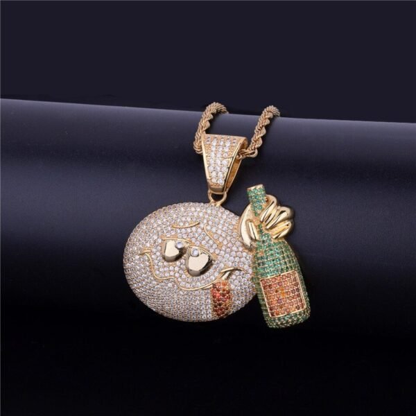 Pendentif Bouteille de Vin Doré - 8