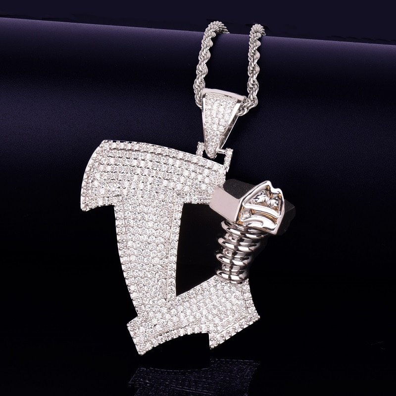 Gold Screw Necklace with Zircon - 3