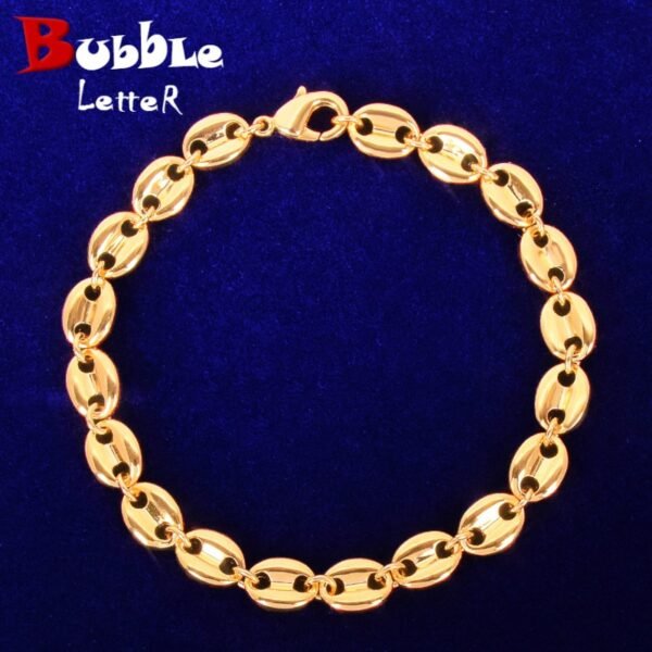 Bracelet maillon 7mm pour hommes en doré brillant - 2