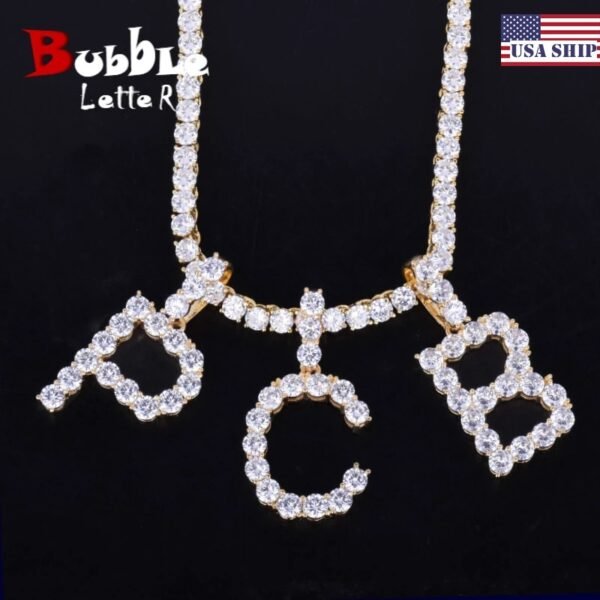 Collier & Pendentif Lettres en Zircon - 1