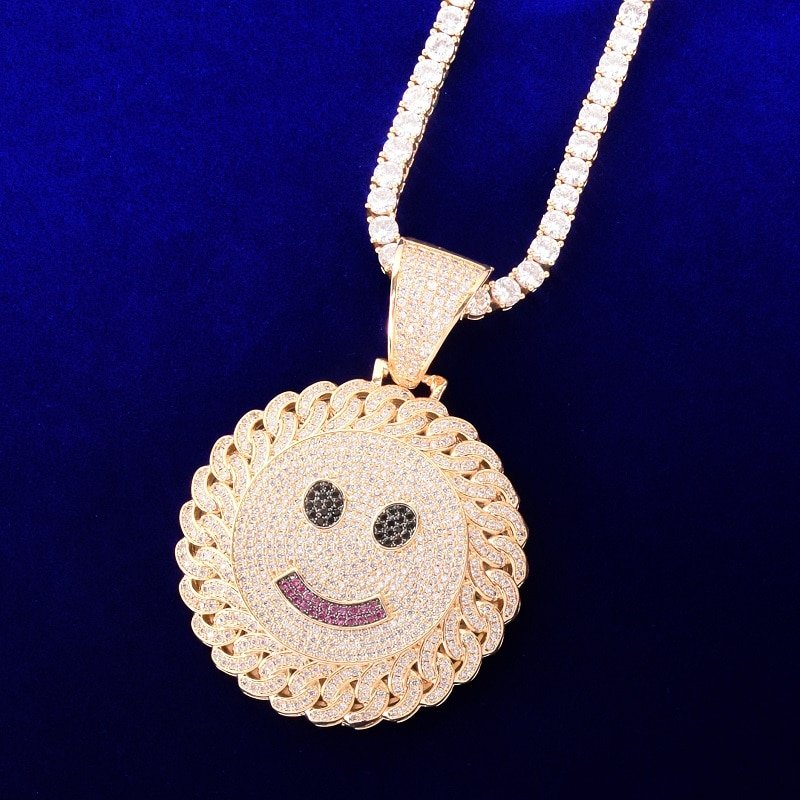 Pendentif Visage Souriant Doré