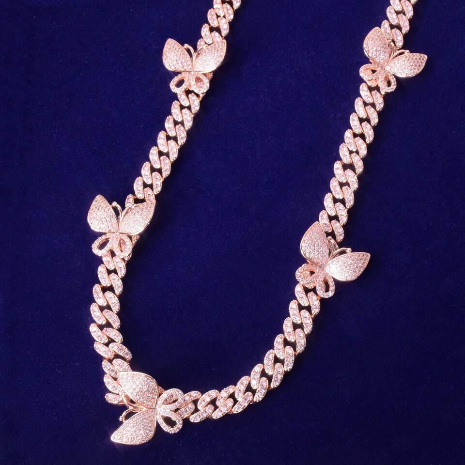 Rose Cuban Link Necklace with Letters - 3