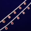 Collier Chaîne Tennis avec Pendentif Zircon Rouge - 2