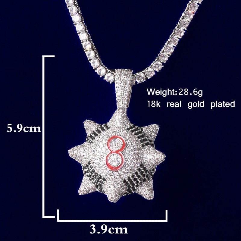 Spiked Ball Pendant with Cubic Zirconia - 6