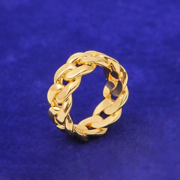 Bague maillon cubain pour hommes en doré brillant
