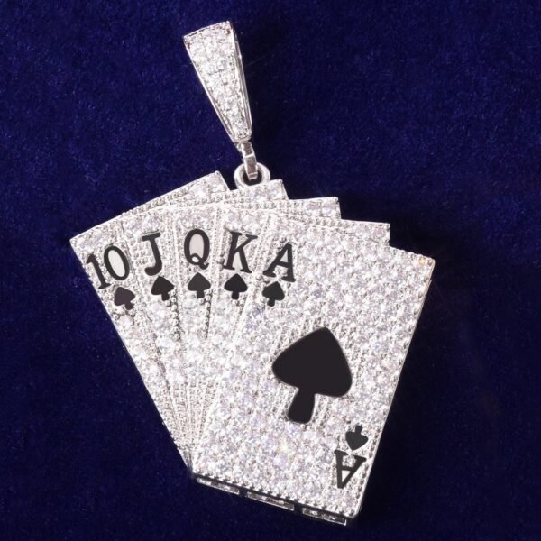 Collier avec pendentif carte de poker pour hommes orné de zircon cubique - 7