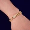 Bracelet cubain doré 10mm avec zircon - 3