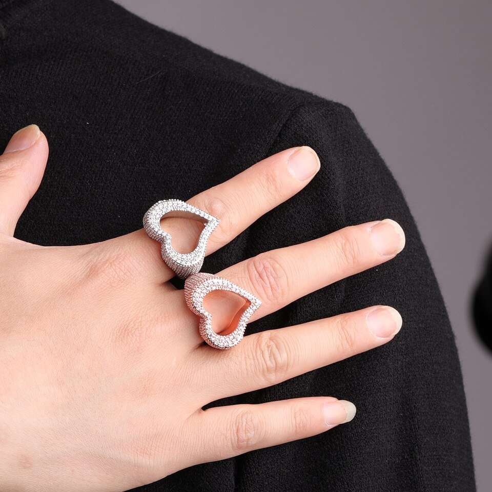 Open Heart Ring with Stones - 4