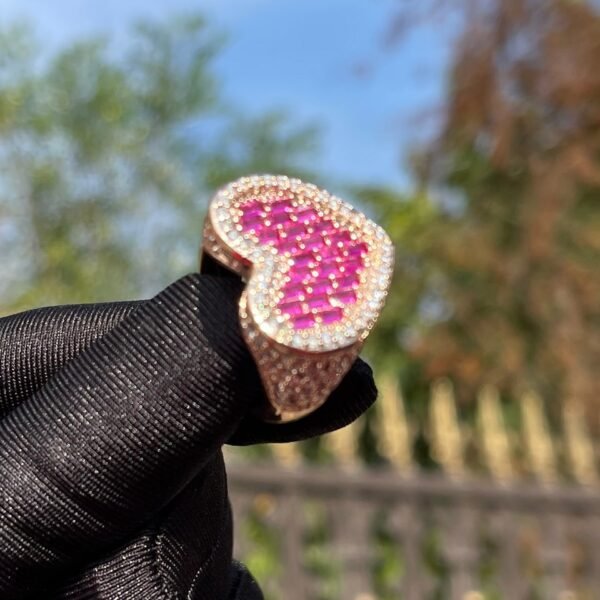 Bague Cœur Rose Dorée - 1