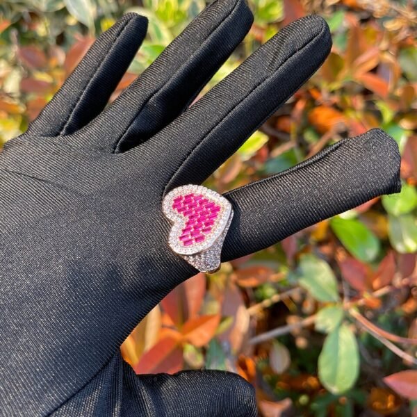 Bague Cœur Rose Dorée - 5