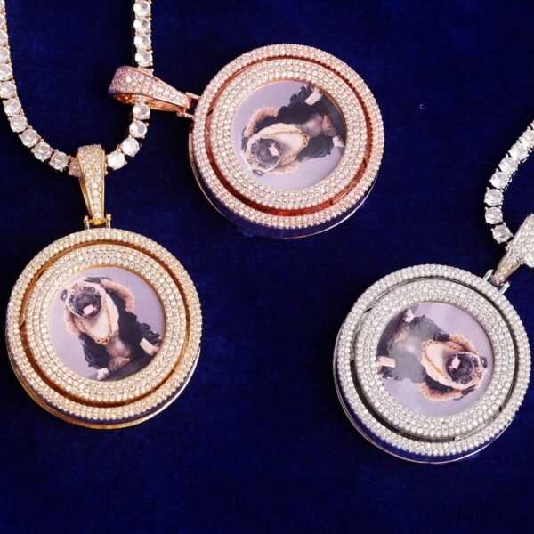 Collier pendentif photo personnalisée doré pour homme - 2