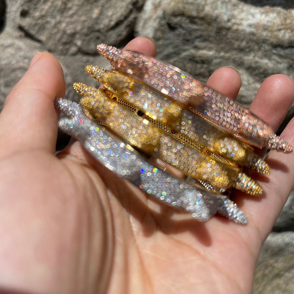 Bracelet à rivets en cuivre à lettres avec zircons - 4