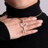 Collier clé pour femmes en doré orné de strass - 6