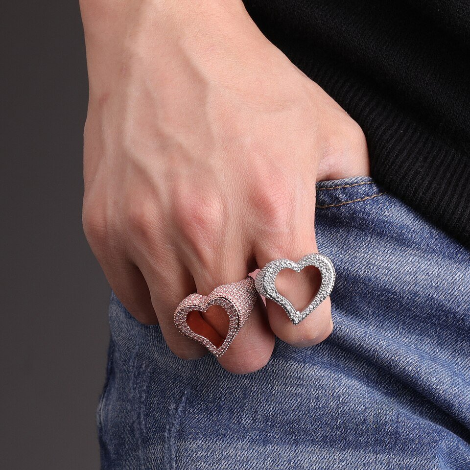 Open Heart Ring with Stones - 2