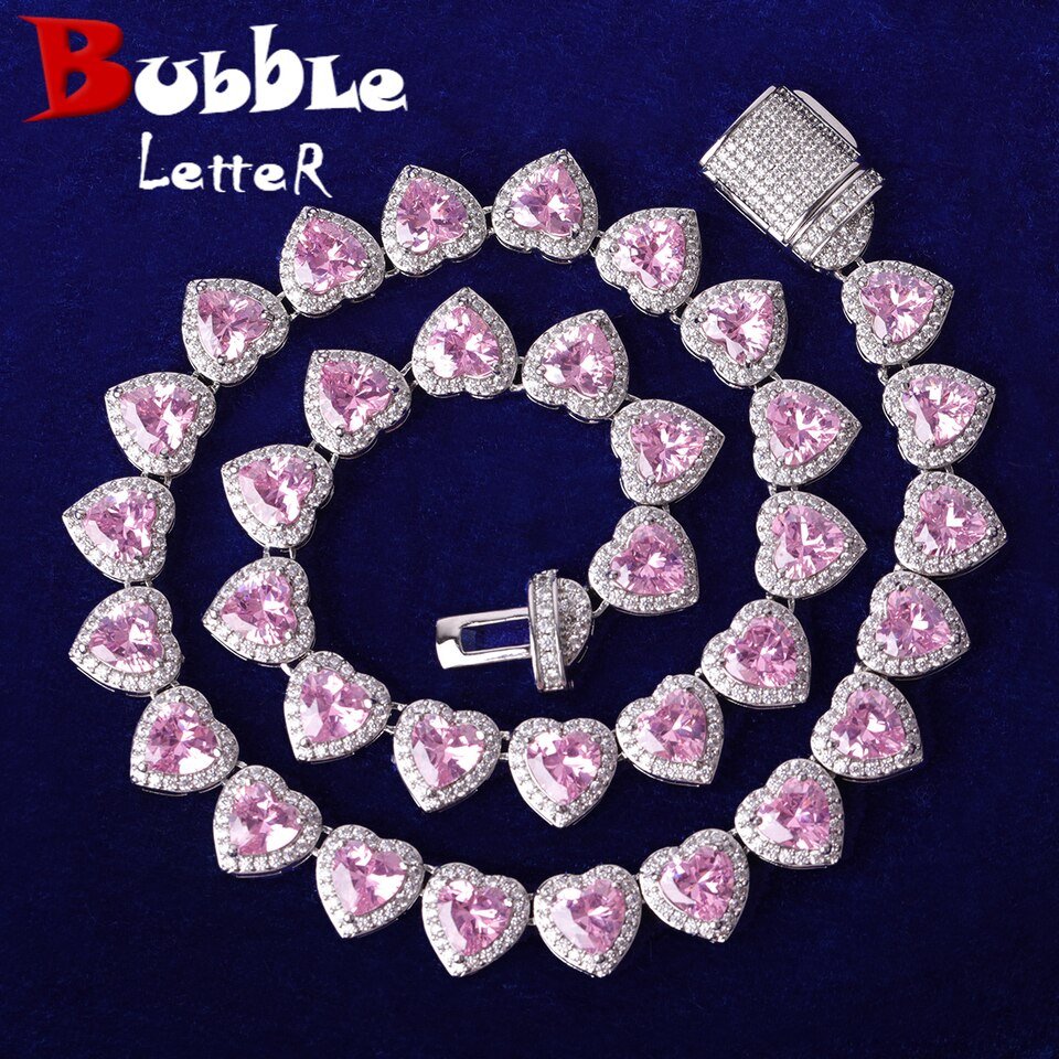 Tennis Necklace with Heart and Letter Charms - 1