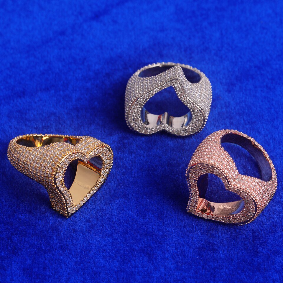 Open Heart Ring with Stones - 5