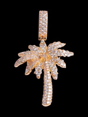 Palm Tree Pendant Necklace with Letter Charms
