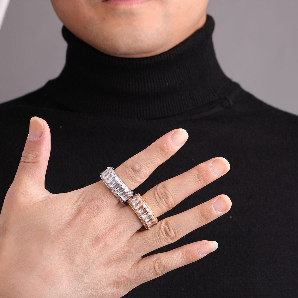 Bague baguette pour hommes en cuivre doré - 2