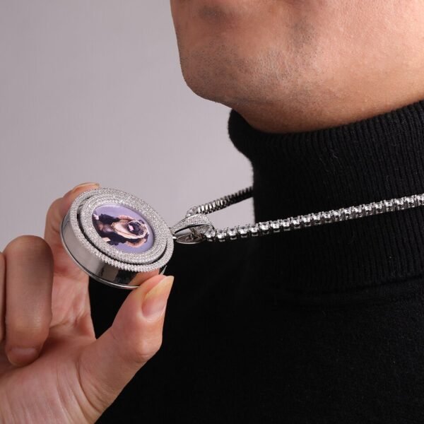Collier pendentif photo personnalisée doré pour homme - 4