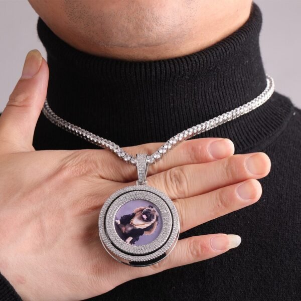 Collier pendentif photo personnalisée doré pour homme - 3