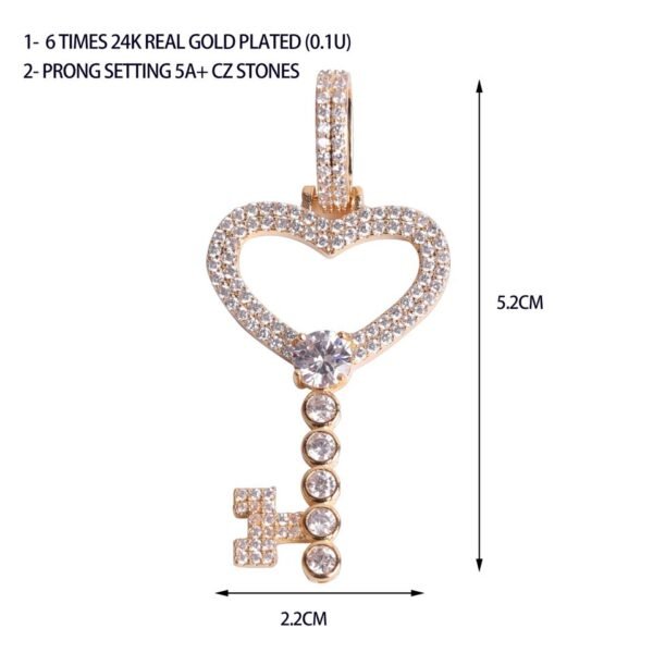 Collier clé pour femmes en doré orné de strass - 4