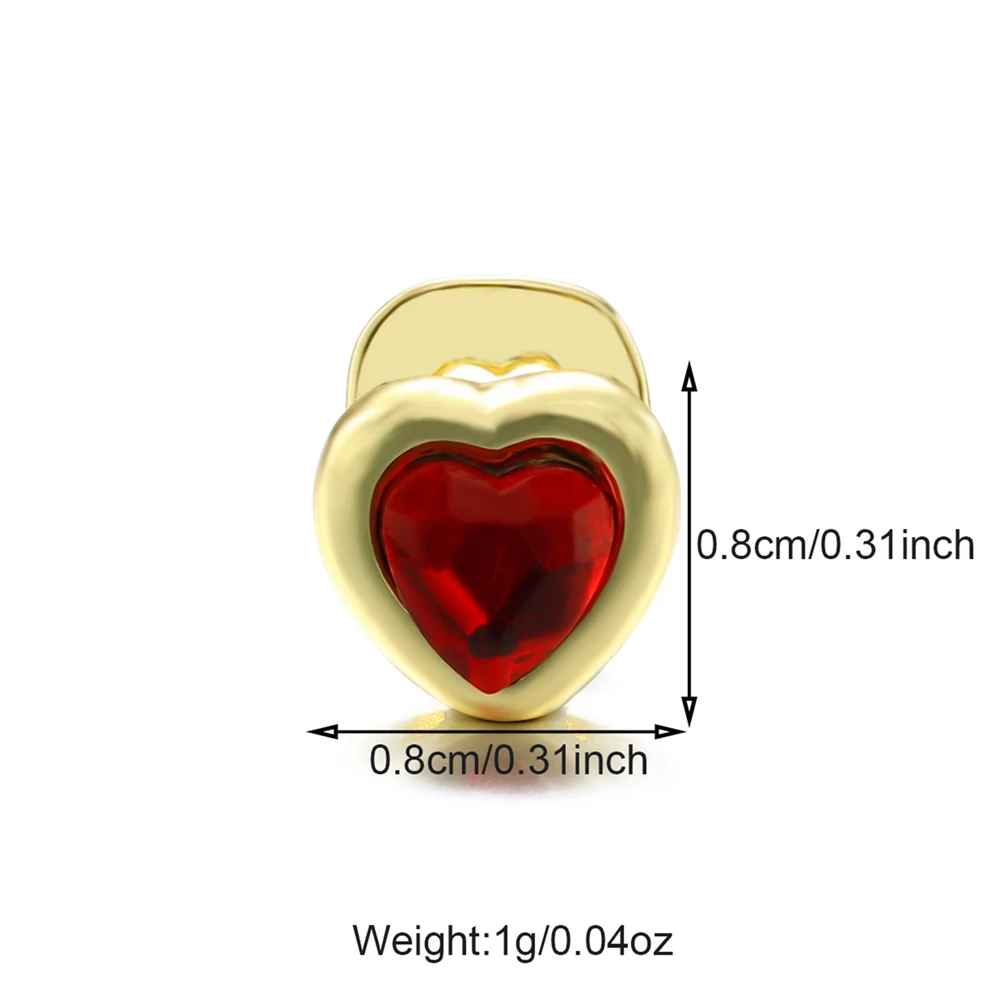 Heart Shaped Tooth Piercing with Colorful Stones - 3