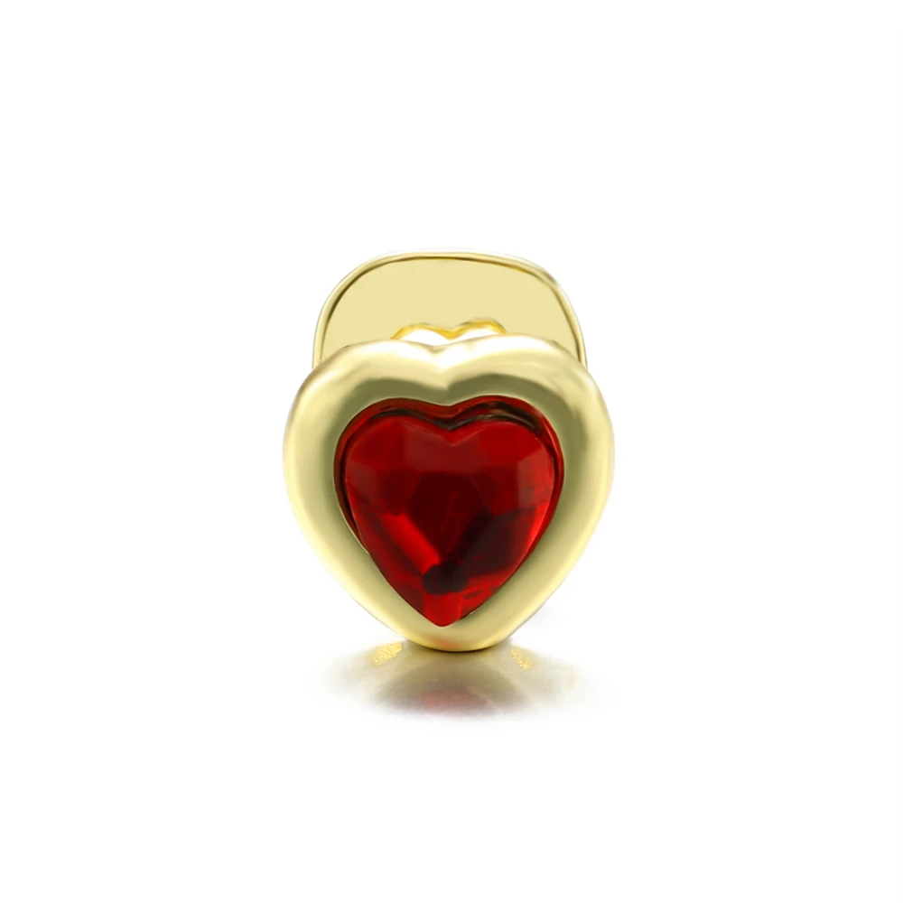 Heart Shaped Tooth Piercing with Colorful Stones - 7