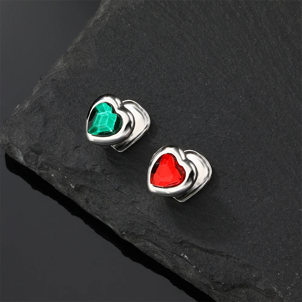 Heart Shaped Tooth Piercing with Colorful Stones - 2