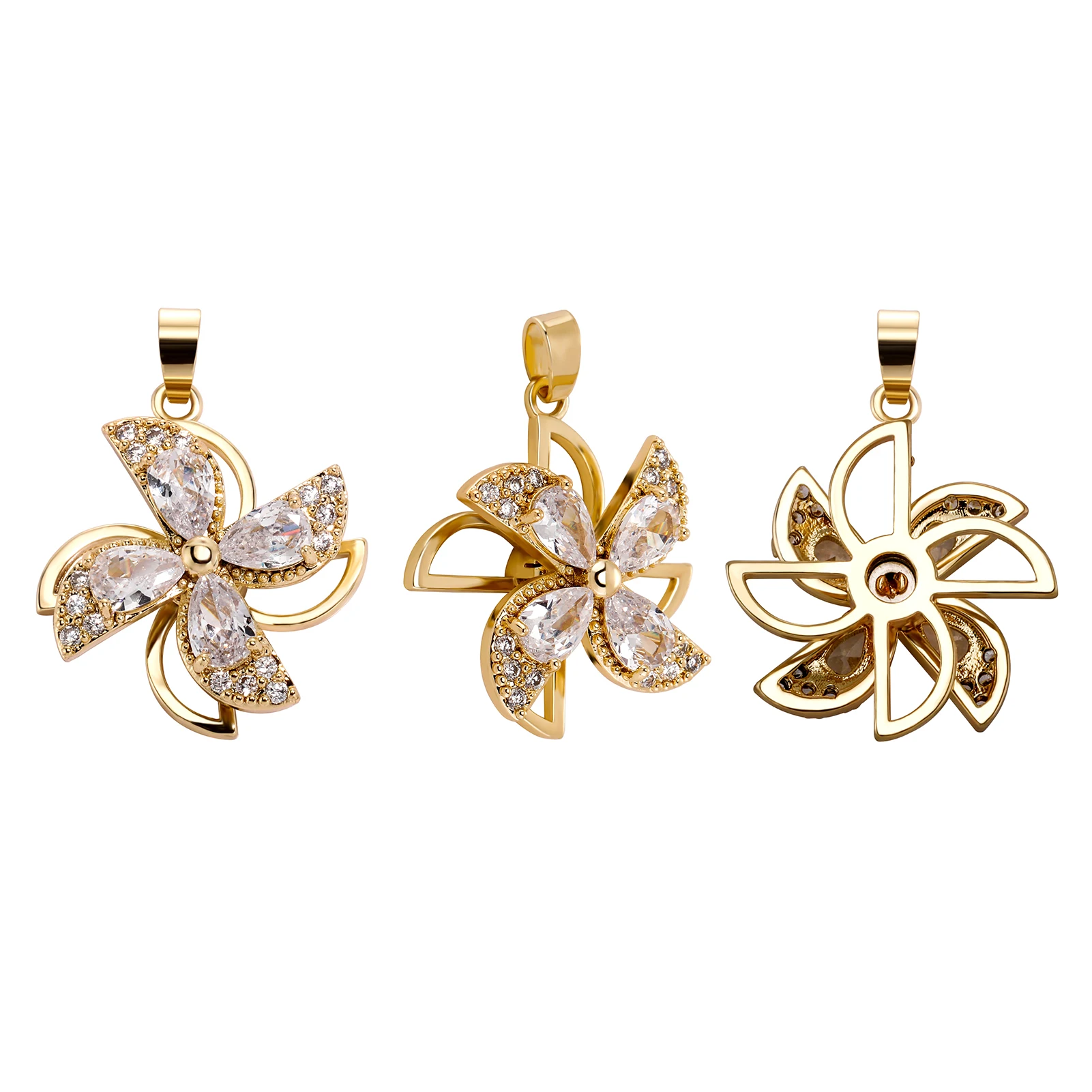 Clover Design Cubic Zirconia Pendant Necklace - 2