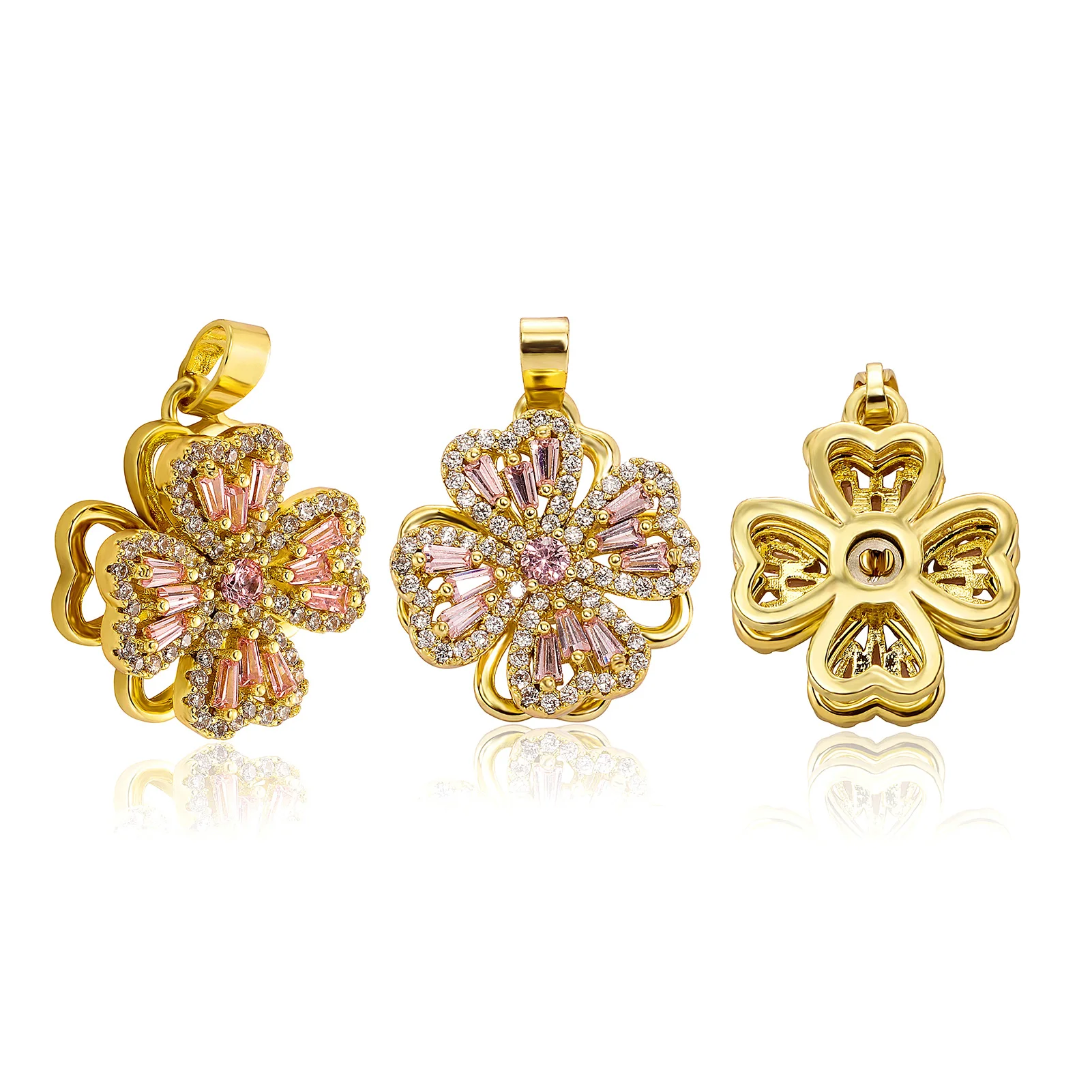 Clover Design Cubic Zirconia Pendant Necklace - 4